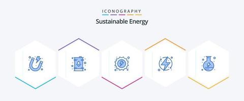 energia sustentável 25 pacote de ícones azul, incluindo renovável. elétrico. tanque. ecológico. hidrelétrica vetor