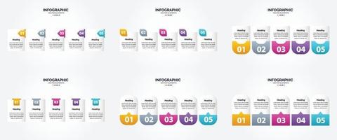 conjunto de design plano de infográficos de ilustração vetorial para folheto publicitário e revista vetor