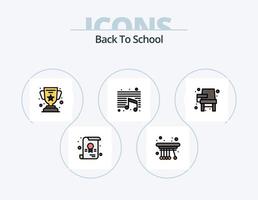de volta à linha escolar cheia de ícones do pacote 5 design de ícones. escola. Aprendendo. teste. abc. Educação vetor