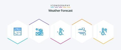 pacote de ícones azuis do tempo 25, incluindo . temperatura. frio. quente. tempo vetor