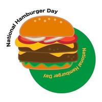 ícone e adesivo de hambúrguer grande de queijo dos desenhos animados. hambúrguer com alface, tomate, queijo e bife de hamburguer. vetor do dia nacional do hambúrguer, ilustração, eps10