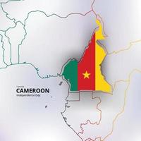 feliz dia da independência dos camarões, mapa, bandeira vetor