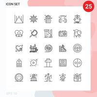 25 ícones criativos, sinais e símbolos modernos de algoritmo de dados, suporte a anúncios, fone de ouvido, elementos de design de vetores editáveis