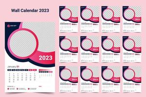 design de calendário de parede para o novo ano de 2023 vetor