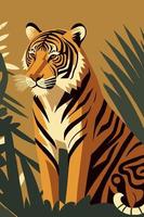 tigre em estilo de vetor plano para ilustração de boho de decoração de arte de parede de pôster
