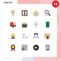 Pacote de cores planas de 16 interfaces de usuário de sinais e símbolos modernos de ui out house menos pacote editável de tempo de elementos de design de vetores criativos