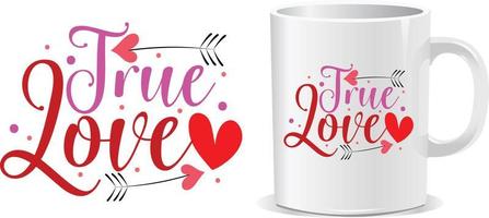 amor verdadeiro feliz dia dos namorados citações vetor de design de caneca