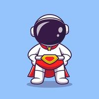 bonito astronauta super-herói dos desenhos animados vector icon ilustração. conceito de ícone de tecnologia de ciência isolado vetor premium. estilo de desenho animado plano