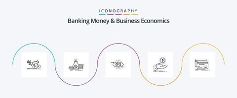 dinheiro bancário e pacote de ícones de linha 5 de economia de negócios, incluindo dívida. ajuda. empréstimo. plano. marketing vetor