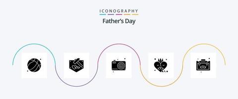 pacote de ícones do glifo 5 do dia dos pais, incluindo negócios. Dia dos Pais. Papai. pai. acessórios vetor