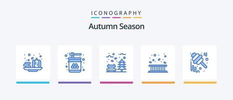 pacote de ícones outono azul 5, incluindo outono. fronteira. doce. área. árvore. design de ícones criativos vetor