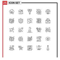 25 ícones criativos, sinais modernos e símbolos da economia, árvore, estufa, folhas, elementos de design de vetores editáveis