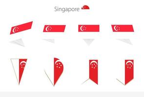 coleção de bandeiras nacionais de singapura, oito versões de bandeiras vetoriais de singapura. vetor