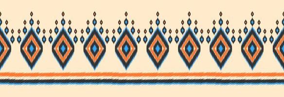 arte de padrão ikat étnico de fronteira. bordados folclóricos e estilo mexicano. impressão de ornamento geométrico asteca. vetor