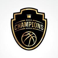 ilustração do emblema do distintivo de campeões de basquete vetor