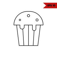 ilustração do ícone da linha de cupcake vetor