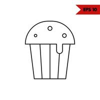 ilustração do ícone da linha de cupcake vetor