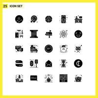 25 ícones criativos, sinais e símbolos modernos de finanças, bolsa de torta de negócios, carteira móvel, elementos de design de vetores editáveis
