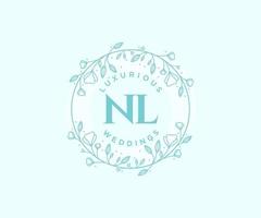 nl letras iniciais modelo de logotipos de monograma de casamento, modelos minimalistas e florais modernos desenhados à mão para cartões de convite, salve a data, identidade elegante. vetor