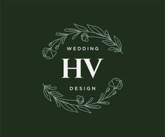 hv letras iniciais coleção de logotipos de monograma de casamento, modelos modernos minimalistas e florais desenhados à mão para cartões de convite, salve a data, identidade elegante para restaurante, boutique, café em vetor