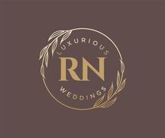 rn letras iniciais modelo de logotipos de monograma de casamento, modelos modernos minimalistas e florais desenhados à mão para cartões de convite, salve a data, identidade elegante. vetor