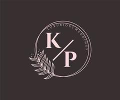 kp letras iniciais modelo de logotipos de monograma de casamento, modelos modernos minimalistas e florais desenhados à mão para cartões de convite, salve a data, identidade elegante. vetor