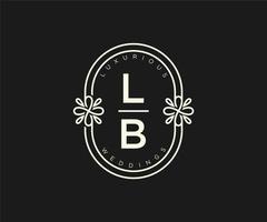 lb letras iniciais modelo de logotipos de monograma de casamento, modelos modernos minimalistas e florais desenhados à mão para cartões de convite, salve a data, identidade elegante. vetor