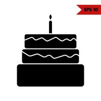 ilustração do ícone de glifo do bolo de aniversário vetor