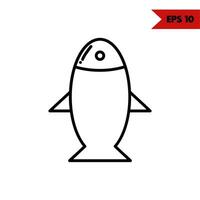 ilustração do ícone de linha de peixe vetor