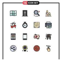 conjunto de 16 sinais de símbolos de ícones de interface do usuário modernos para notificação de cereja de bússola berry elementos de design de vetor criativo editável de páscoa