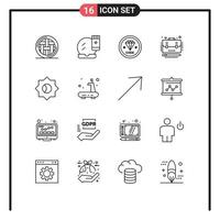 conjunto de 16 sinais de símbolos de ícones de interface do usuário modernos para programação de reforma de negócios de portfólio desenvolver elementos de design de vetores editáveis