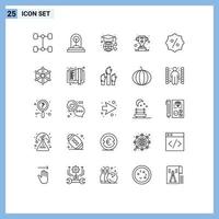 conjunto de 25 sinais de símbolos de ícones de interface do usuário modernos para troféu de desconto de geografia de preço de barco elementos de design de vetores editáveis