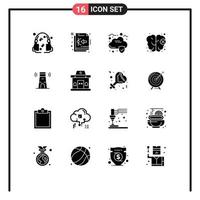 16 ícones criativos, sinais e símbolos modernos de construção de dados de farol, construção de mente, elementos de design de vetores editáveis