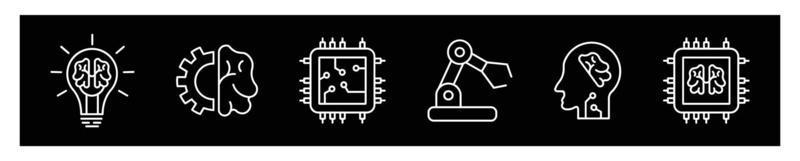 conjunto de ícones de inteligência artificial. conjunto de robôs de ilustração vetorial de inteligência artificial em fundo branco. vetor