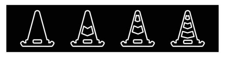 ícone de cone em vetor de estilo diferente, dois ícones de vetor de cone colorido e preto projetados, conjunto de ícones de cone de tráfego, ilustração em vetor de símbolo de barreira
