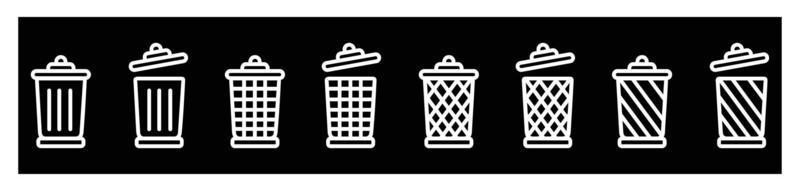 lata de lixo abrir design de ilustração vetorial de ícone, conjunto de ícones lixo ou coleta de lixo. formulário em fundo preto vetor