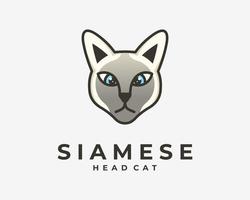 cabeça gato siamês gatinho felino retrato closeup personagem de desenho animado mascote lúdico vetor design de logotipo