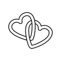 doodle simples vetor dois corações acoplados para cartões de dia dos namorados.