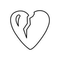 doodle coração partido de ícone realista 3d e símbolos em vermelho com uma ferida. vetor