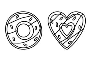doodle donuts pode ser usado para cartões de dia dos namorados, convites para festas. vetor