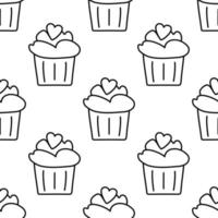 padrão de cupcakes de doodle. ilustração de rabiscos desenhados à mão vetor