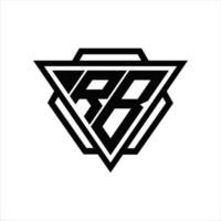 monograma de logotipo rb com modelo de triângulo e hexágono vetor