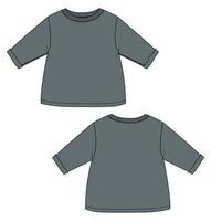 t-shirt de manga comprida tops modelo de ilustração vetorial de desenho plano de moda técnica para crianças. vetor