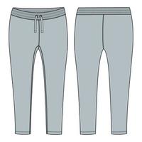 calça legging feminina moda técnica desenho plano modelo de ilustração vetorial vista frontal e traseira vetor