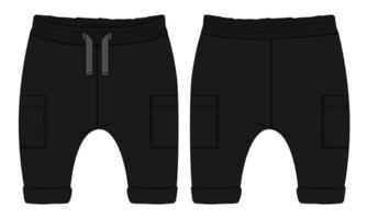 calça de moletom de tecido de lã de algodão modelo de ilustração vetorial de esboço plano de moda técnica para crianças vetor