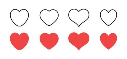 corações de vetor. coleção de ícone de forma de coração. símbolo de amor do dia dos namorados. vetor