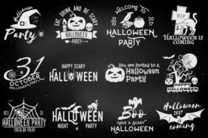 conjunto de emblemas de festa de halloween vetor