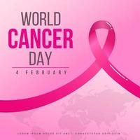 fundo de banner horizontal gradiente dia mundial do câncer com fita roxa vetor