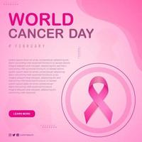 dia mundial do câncer gradiente coleção de postagens do instagram de mídia social contra o câncer vetor