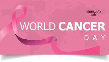 mão com fita de design de capa do dia mundial do câncer vetor